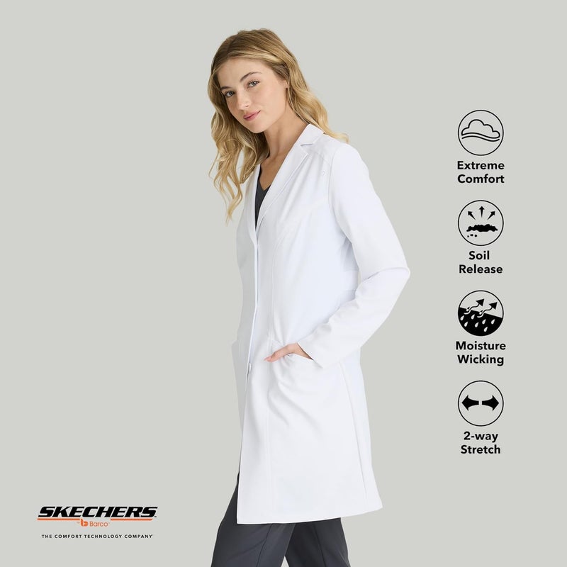 Barco Skechers by Flourish Lab Coat for Women – 3-Pocket, 3-Button Medical Scrub Coat w/ 2-way Stretch & Soil Release Fabric - Image 2